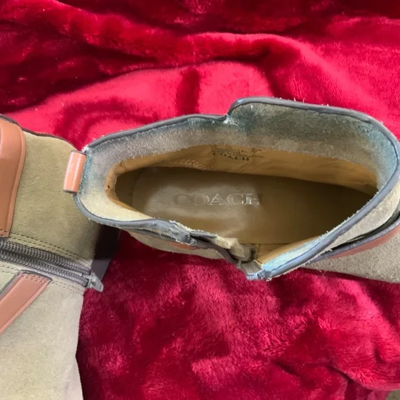 COACH Pauline Suede Strap Buckle Beige Ankle Booties Woman's SIZE 7B - Picture 7 of 8